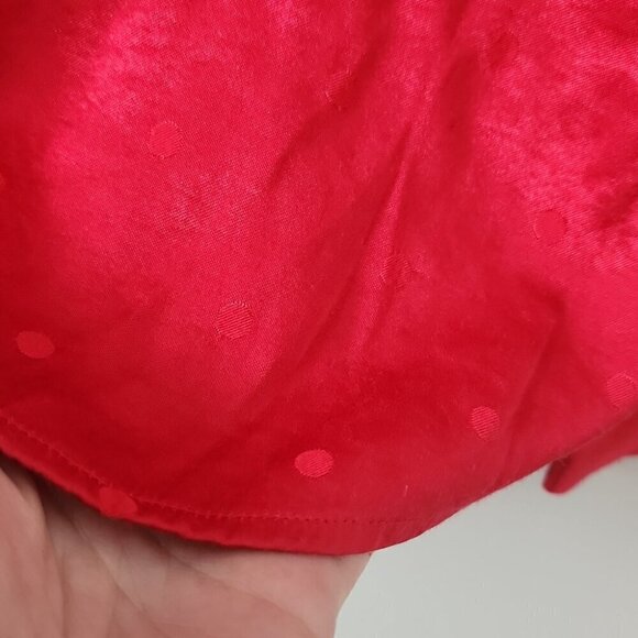VICTORIA'S SECRET | Satin pajama top shirt red polka dot embroidered sz XS - Picture 3 of 5